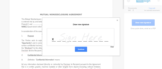 HelloSign electronic signing