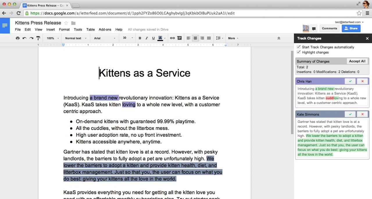 Letterfeed add-on for Google Docs and Sheets