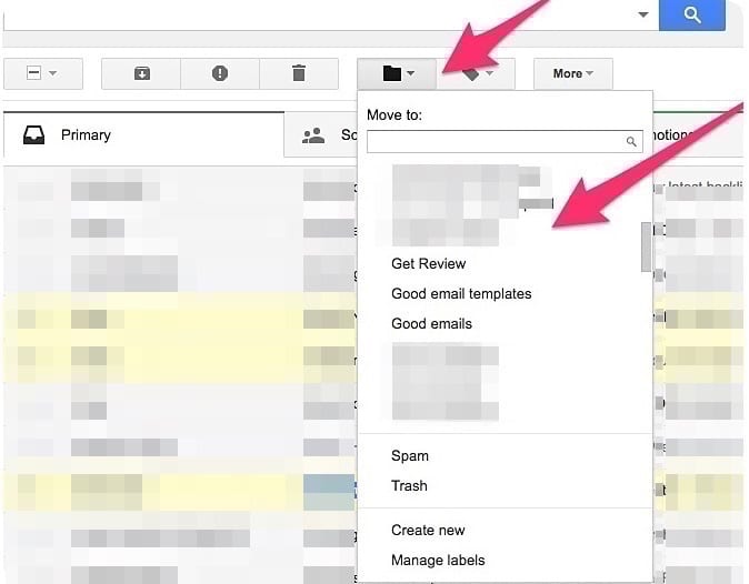 Moving an email to a Gmail label