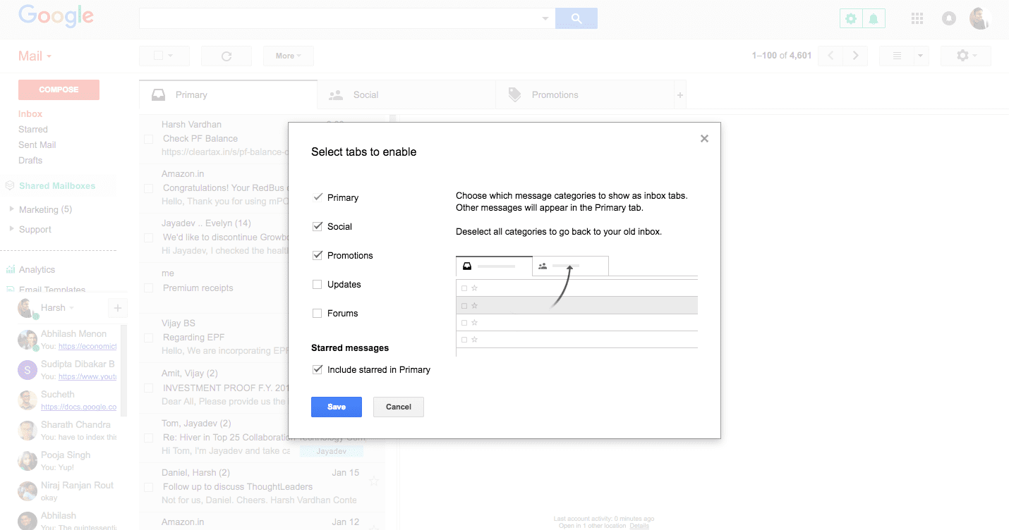 Disabling of tabs in Gmail 