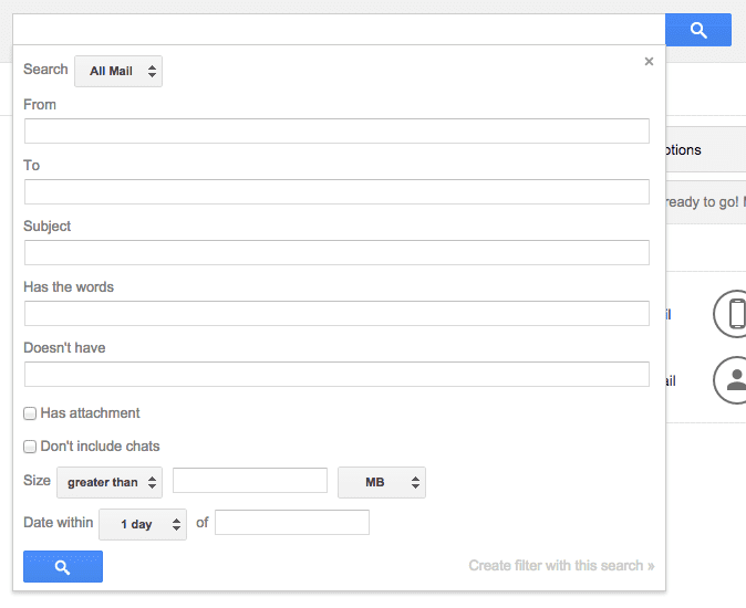 Drop-down box to create filter option 