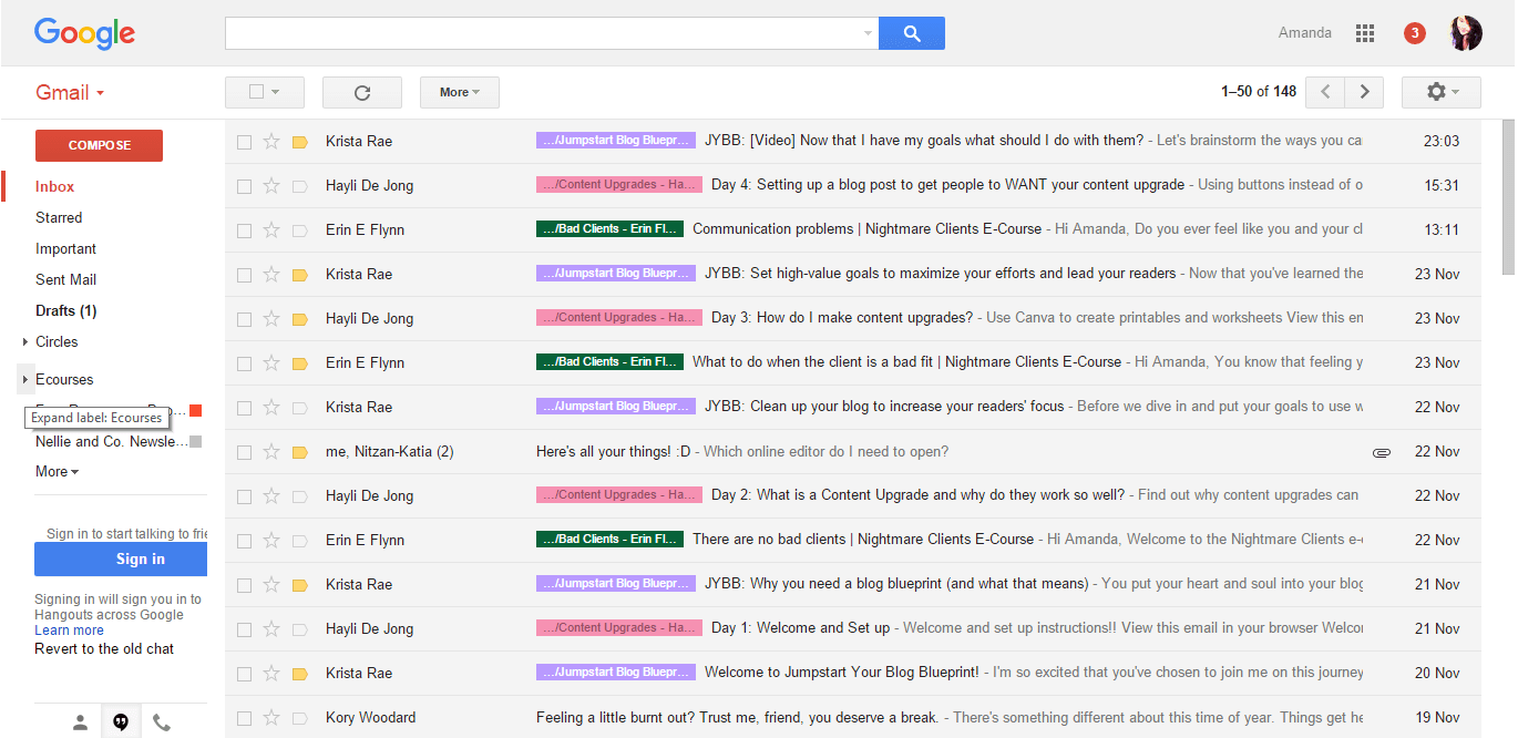 organize gmail