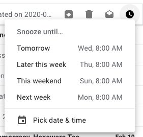 Snooze emails within Gmail using Hiver