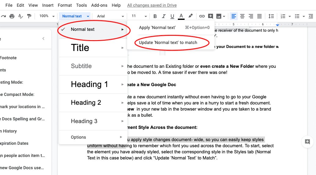 Make style changes document wide - Google docs tips