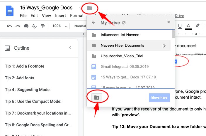 Move the doc to a new folder - Google docs tips