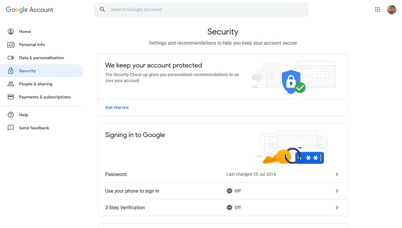 secure gmail - security center