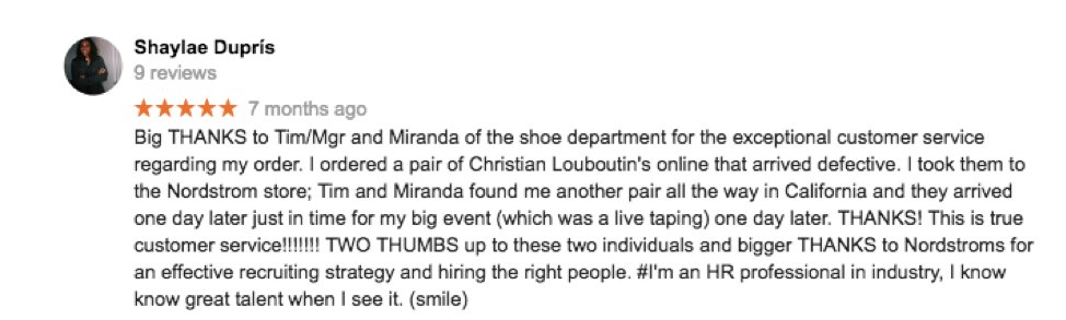 nordstrom customer service example