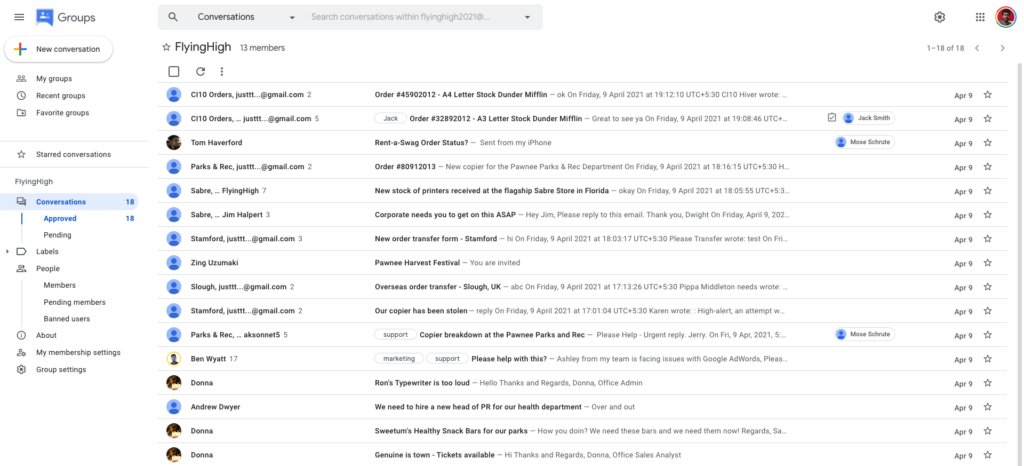 Image showing Google Groups Collaborative Inbox UI Screenshot