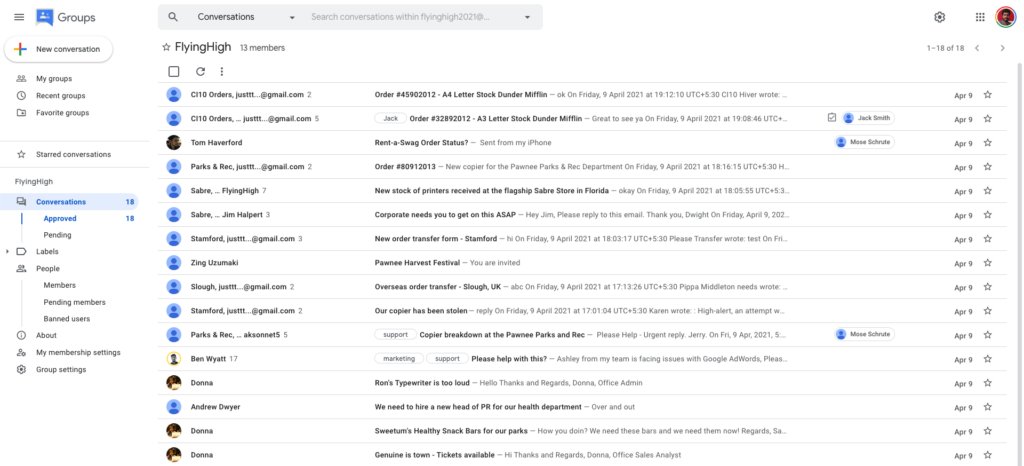 Google Collaborative Inbox interface 