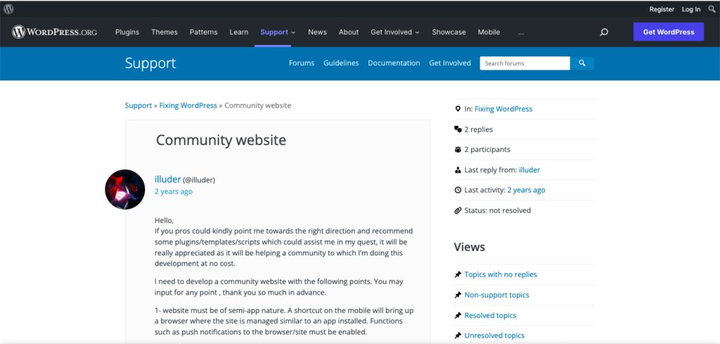 wordpress community website