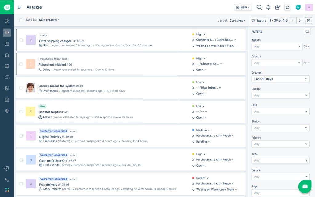 Freshdesk ticketing system dashboard