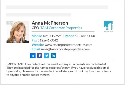  Email footer from the CEO of T&M Corporate Properties - Gmail Templates