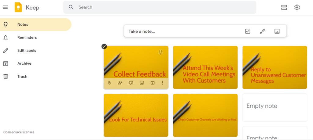 google keep for customer service