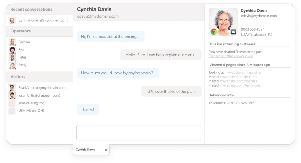 olark live chat software - customer service tool for google workspace