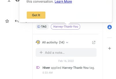 The Thank You Detection by Hiver's Harvey Bot