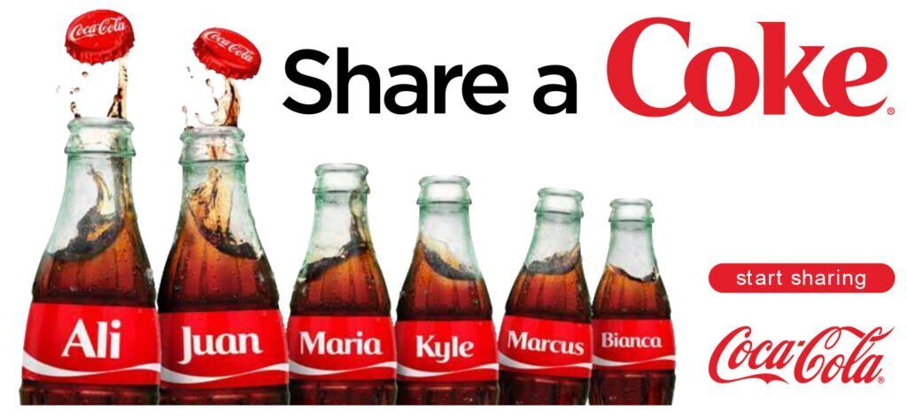 Picture of Coca-Cola's 2014 "share a coke" campaign