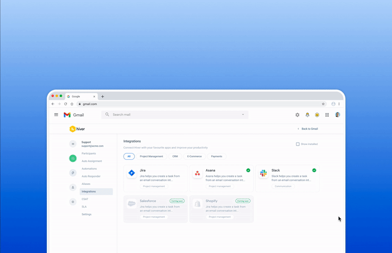 Manage JIRA projects from Gmail with the Hiver-Jira integration