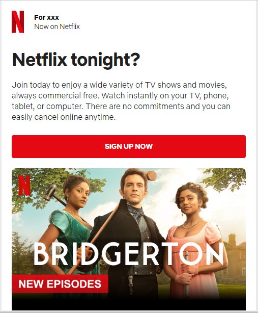 Example of Netflix's promotional email