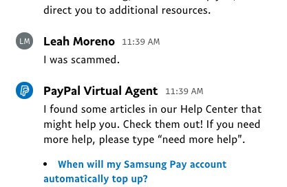 Customer reaching out to Paypal's customer support during an emergency.