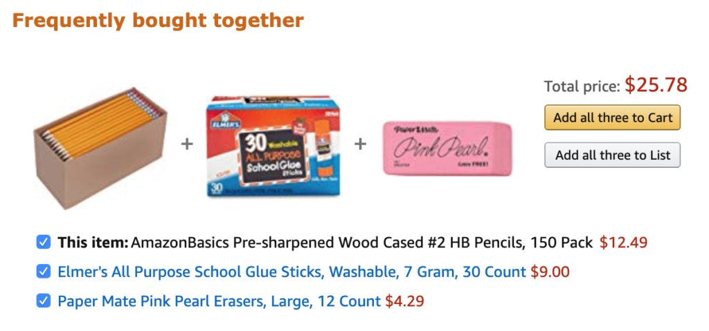 Amazon's “Frequently bought together” section 