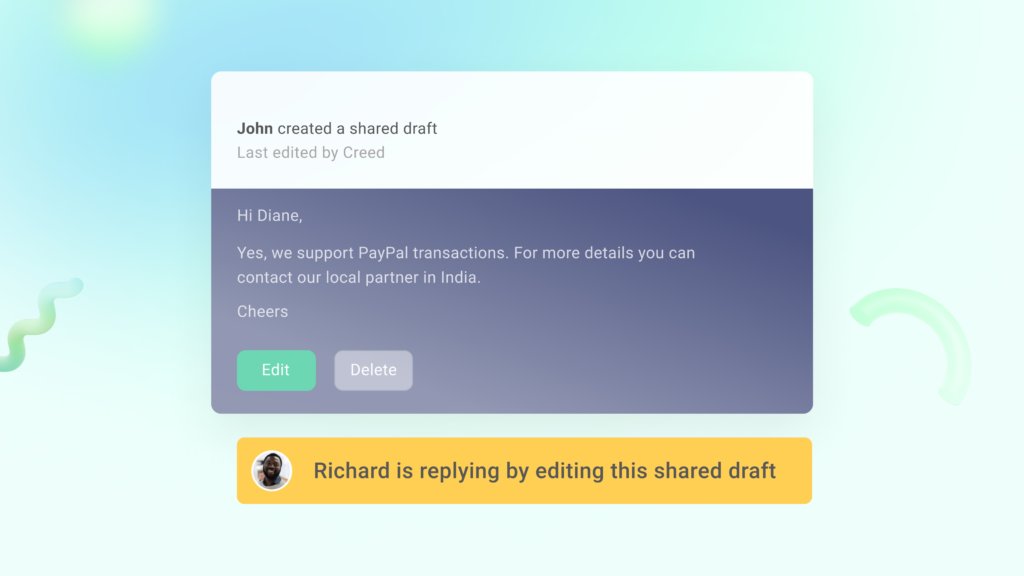 Image showing Hiver's Shared Drafts feature.