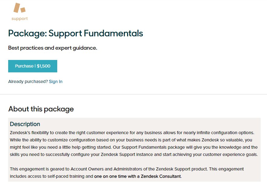 Screengrab showing Zendesk's pricing for accessing personalized support which is completely free in Freshdesk and Hiver.