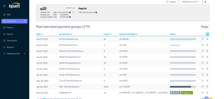 Tipalti AP Payments Dashboard 