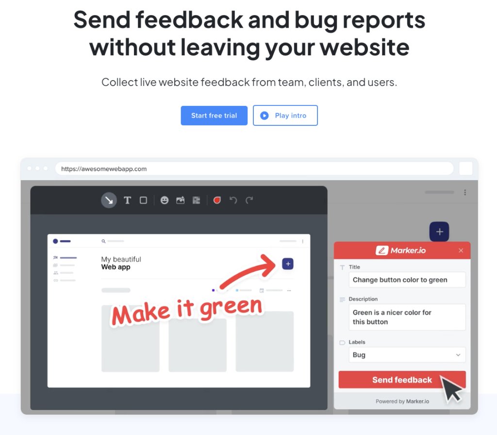 Website feedback widget by Marker.io