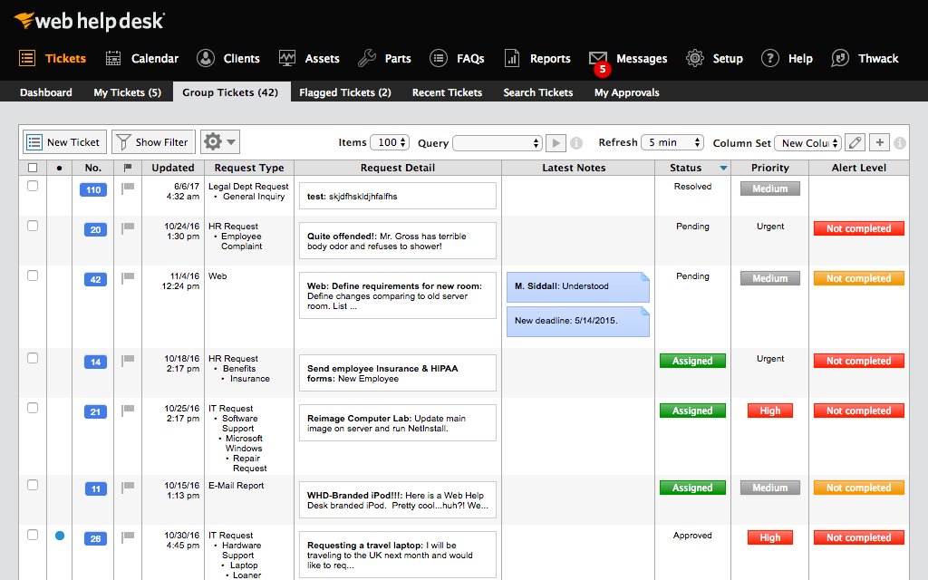 SolarWinds free web help desk system