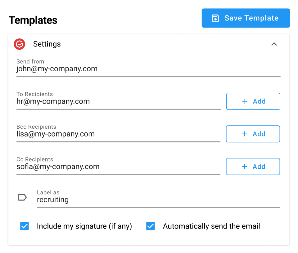 Gmelius Email Templates