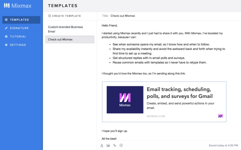 Mixmax's Chrome Extension for Email Templates