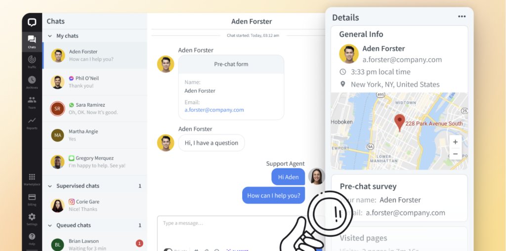 LiveChat agent UI