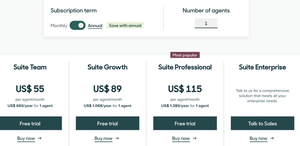 Zendesk pricing