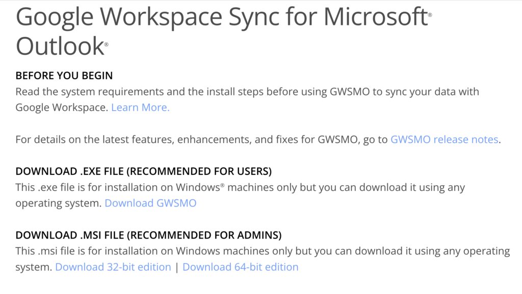 Sync G-suite with Microsoft Outlook
