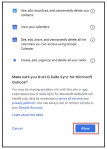 permission to the gsuite sync tool
