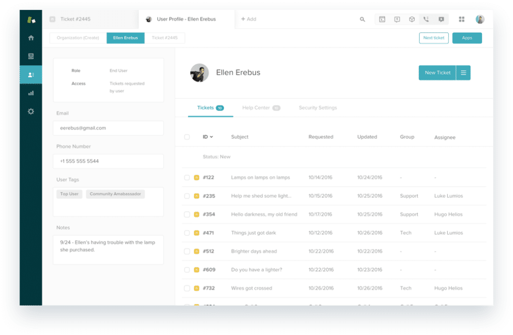 Zendesk's UI