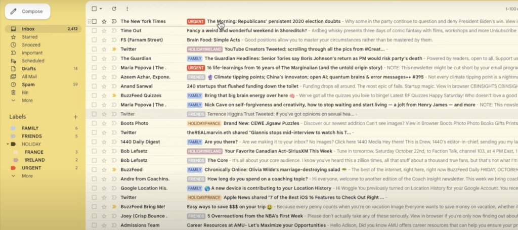 Color-coded tags is a good way to organize your incoming emails