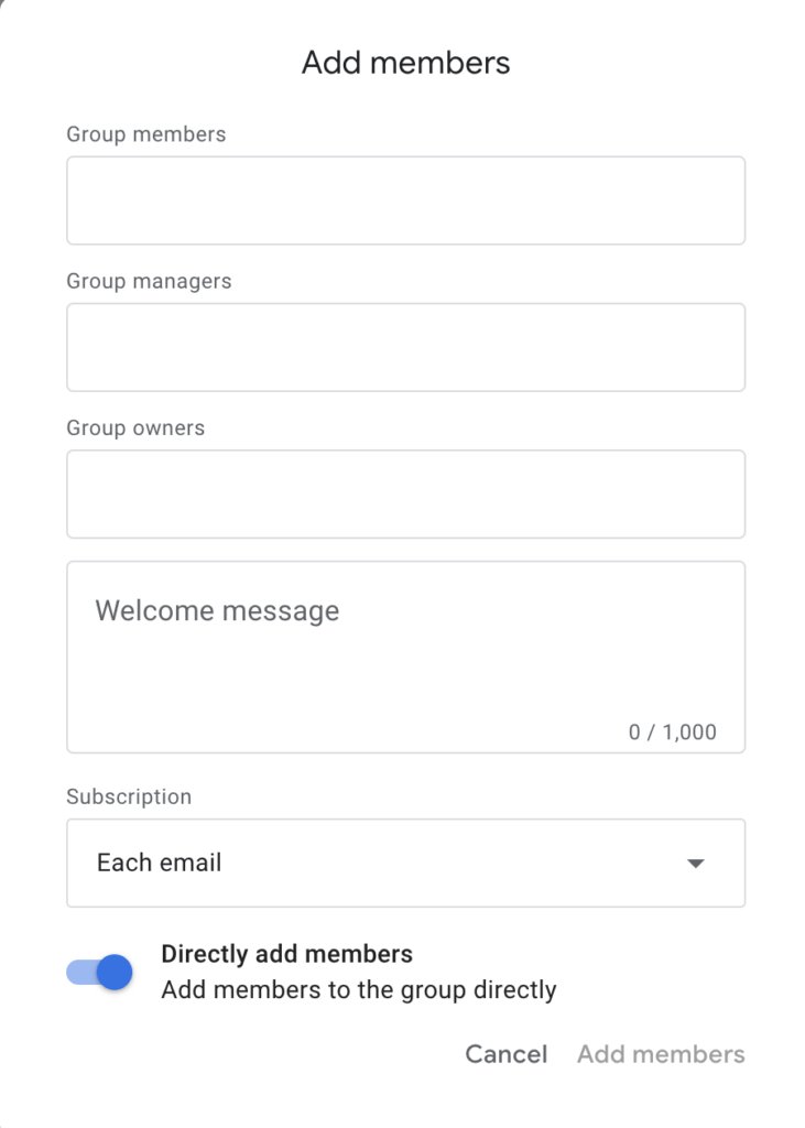 How to add members in Google Groups