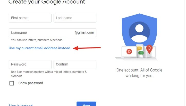 creating a gmail account for an existing email address