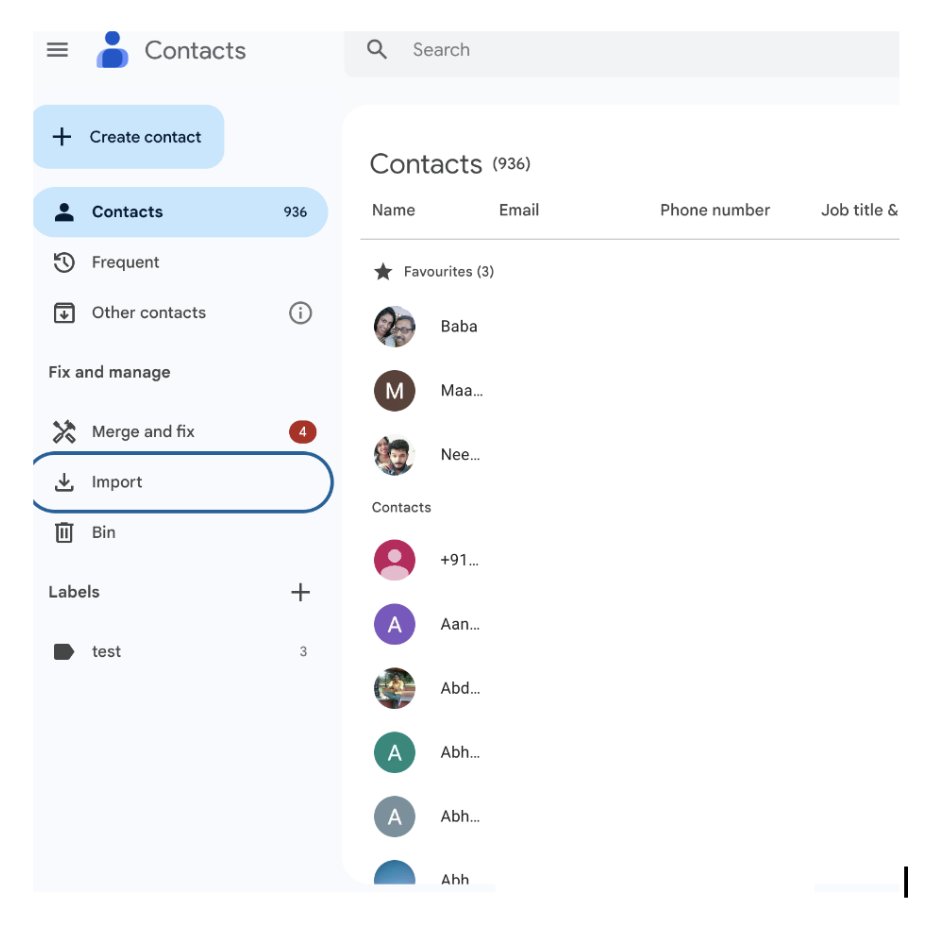 Importing contacts from multiple accounts