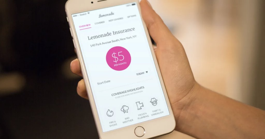 Lemonade Insurance’s mobile UI