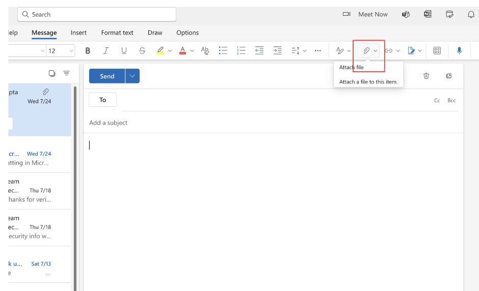 Attach documents in Outlook emails