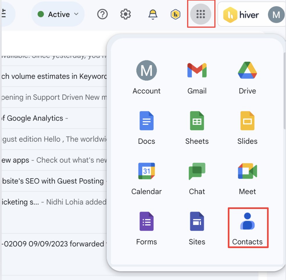 Accessing Google Contacts from Gmail