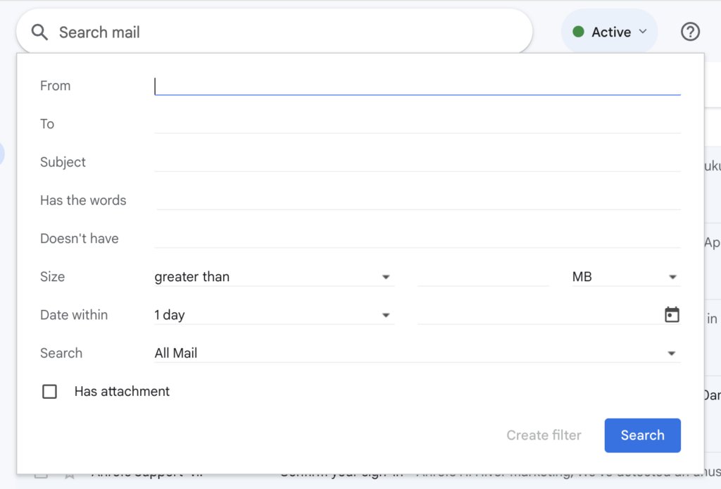 Gmail’s advanced search operators