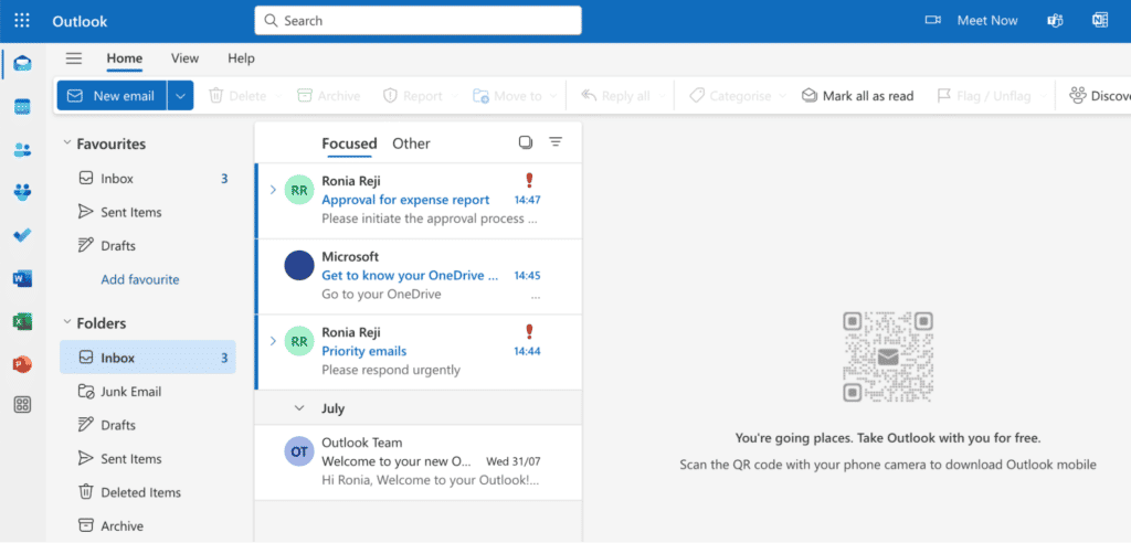 How high importance emails appear in your Outlook inbox