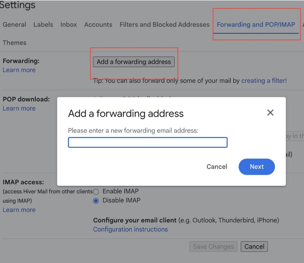 Adding a forwarding address