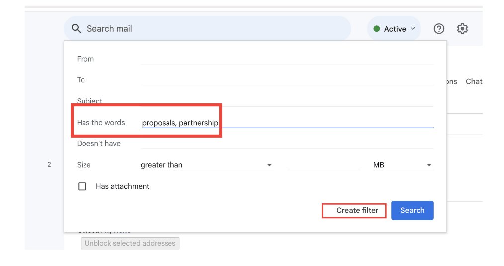 Creating forwarding filter based on keywords