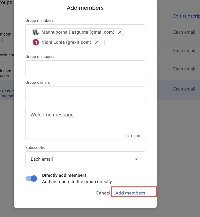 Adding group members and their mail IDs