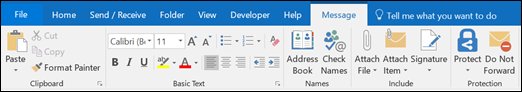 Outlook message menu