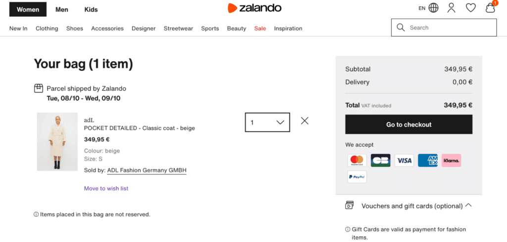 Zalando-checkout-page